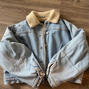 all saints sherpa lined denim jacket size us 10